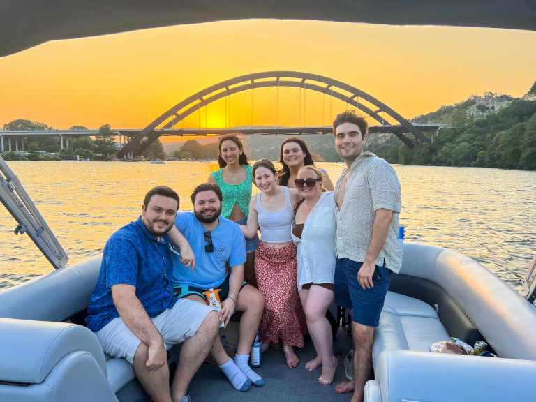 Lake Austin Boat Tours - sunset boat cruise with golden sky over the lake